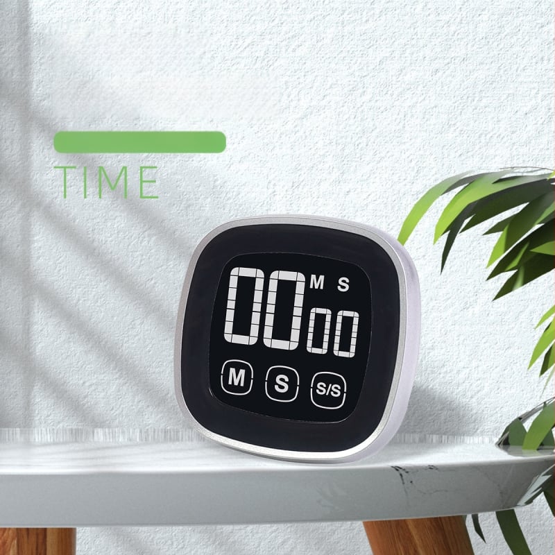 LCD сензорен таймер за управление на времето, квадратен ABS електронен часовник с будилник, захранван с батерия