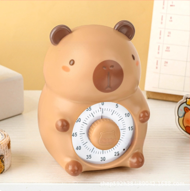 Snap капибара визуален безшумен таймер за ученици – механично движение, числов дисплей, мультяшен корпус, хронограф, ръчно задвижване