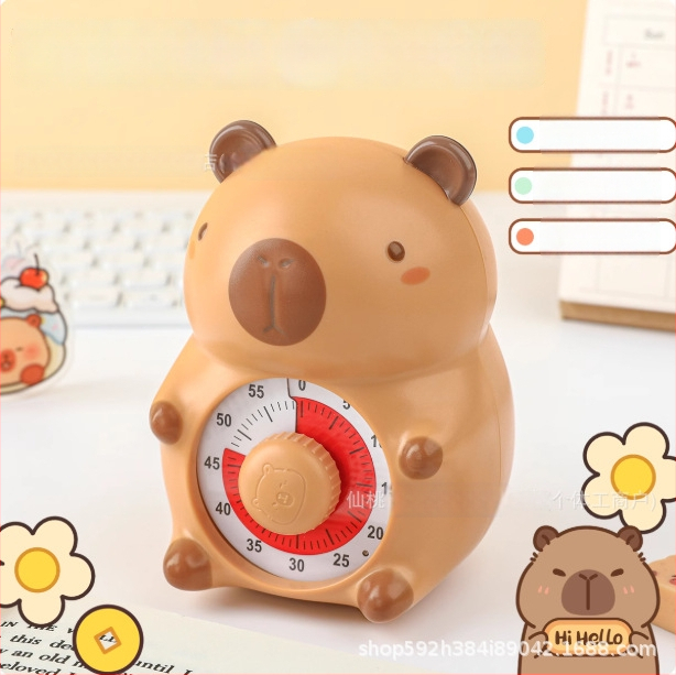 Snap капибара визуален безшумен таймер за ученици – механично движение, числов дисплей, мультяшен корпус, хронограф, ръчно задвижване