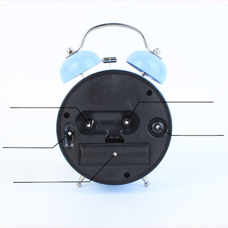 Будилник - кръгъл метален настолен часовник с LED цифри, кварцов механизъм, работа на батерии, карикатурен стил