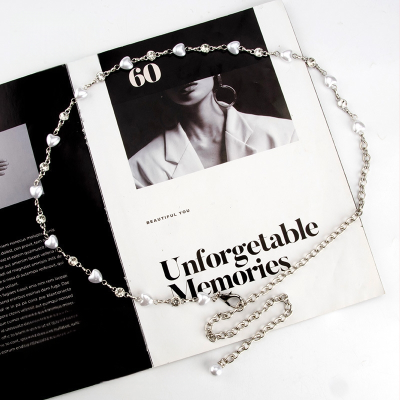 Дамска талийна верига с декоративни перли и кристали, метал, модерен стил, единичен обхват на колана, възможност за персонализация