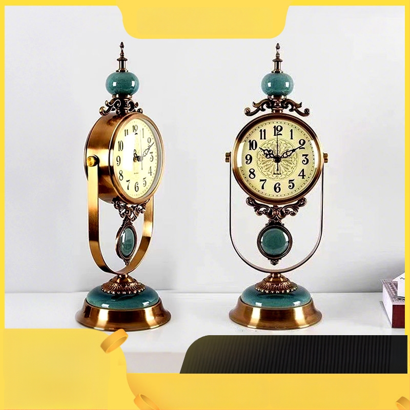 Десктоп часовник, скандинавски стил, аналогов дисплей, захранван от батерии, метален корпус