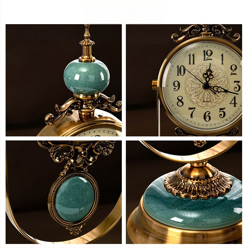 Десктоп часовник, скандинавски стил, аналогов дисплей, захранван от батерии, метален корпус