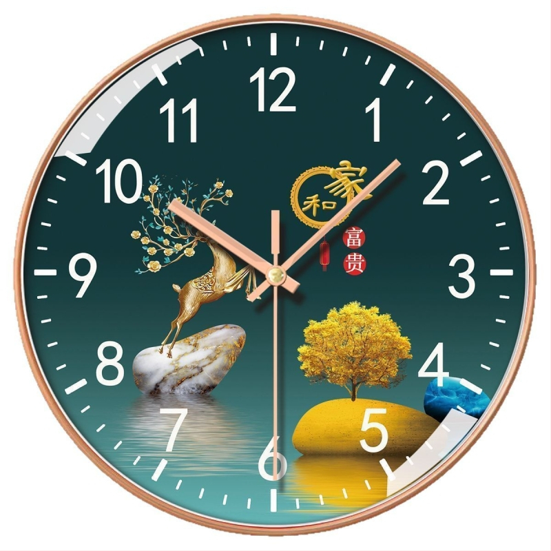 Стенно часовник с Hengfan кварцов механизъм, пластмасов корпус и циферблат, батерийно захранване, едностранен, прост и модерен стил