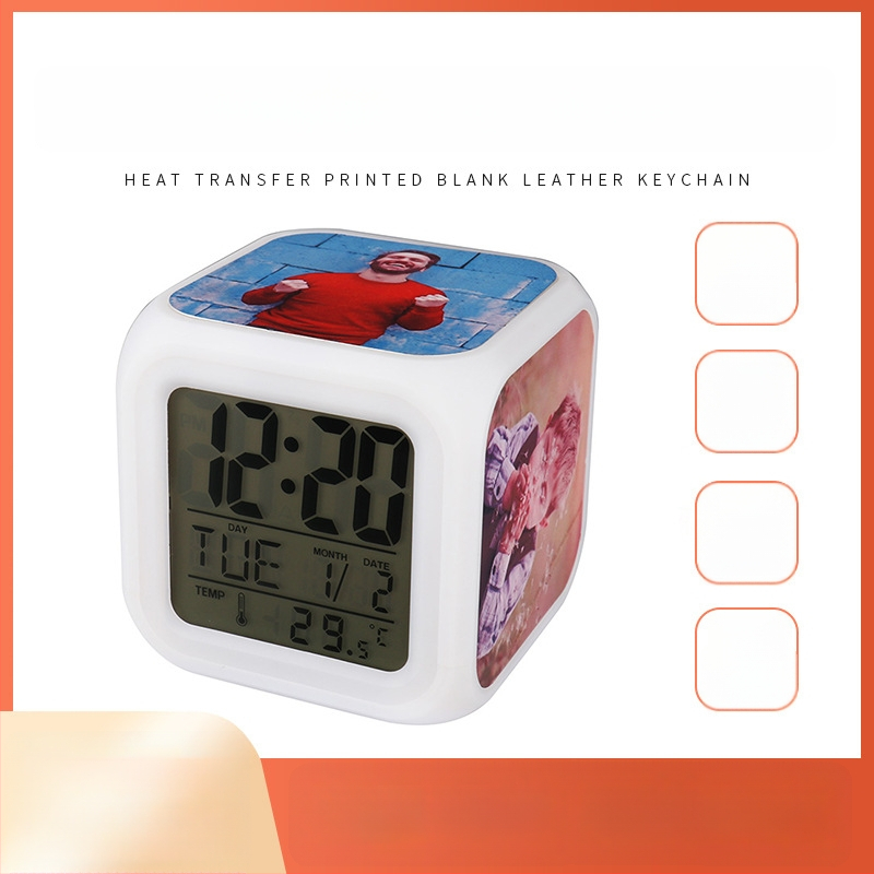 Будилник със LED дисплей – квадратен дизайн, безшумен, светещ, седмичен дисплей, захранван с батерии, пластмасов корпус, възможност за персонализация