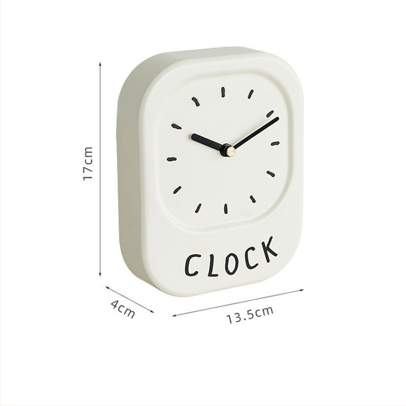 Настолен часовник с махало, кремав минималистичен дизайн, батерийно захранване, пластмасов корпус, метален циферблат (батерийно захранване, пластмасов корпус, метален циферблат, Механизъм: Друг)