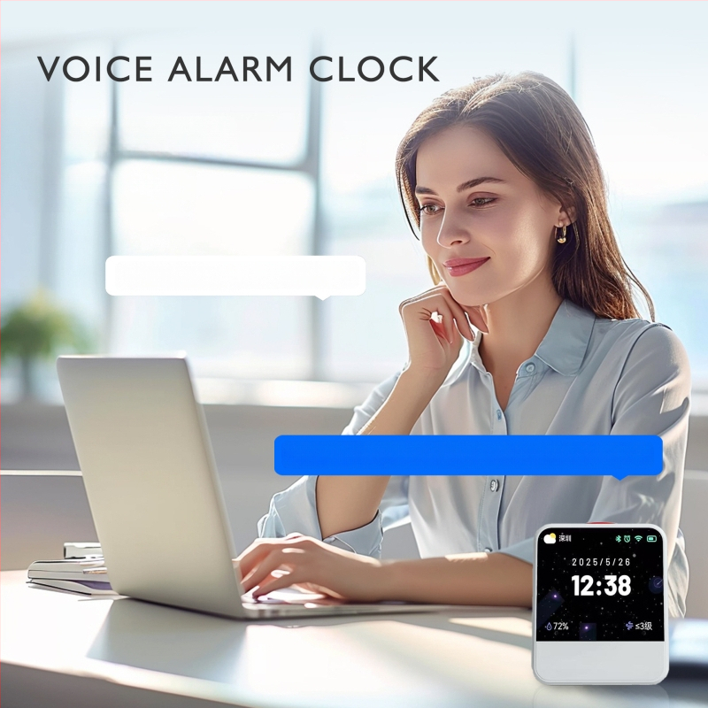 M3 AI гласов интелигентен будилник с LED дисплей за цифри, батерия, електронно движение, циферблат от закалено стъкло