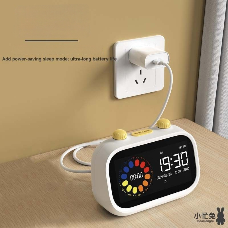 Часовник за деца — самостоятелен таймер за учене с обратно броене, презареждаем, циферблат от закалено стъкло, аналогов дисплей с показалка, ходов механизъм Little Busy Rabbit