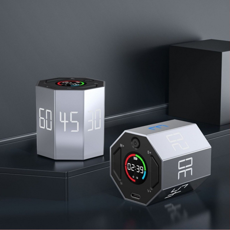 Кухненски таймер с метална обвивка, осмоъгълен дизайн и напомняне за самодисциплина за деца