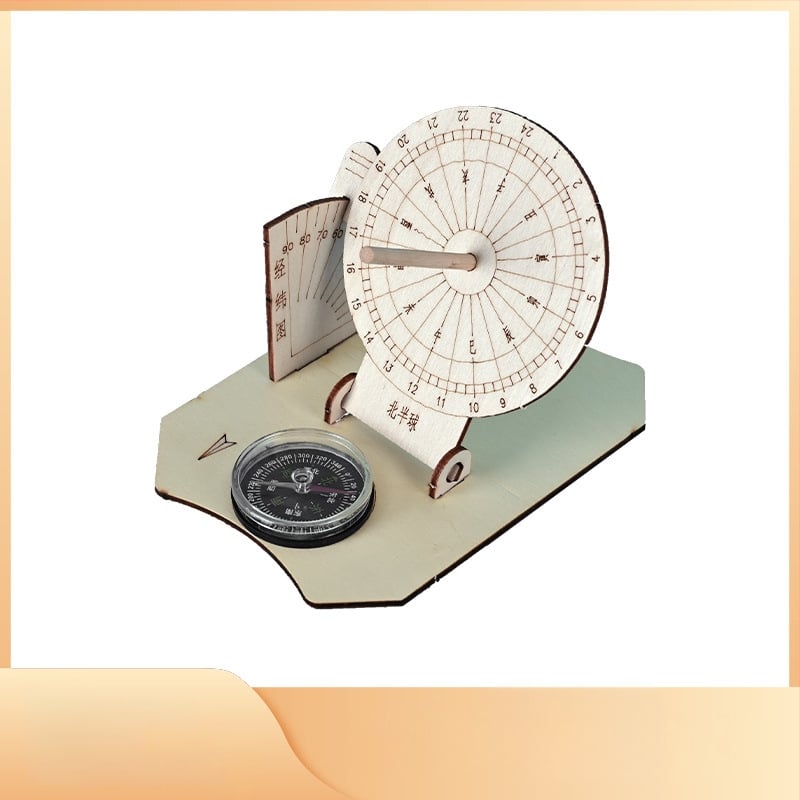 Слънчев часовник модел — дървена DIY научна играчка за деца 7–14 години, марка Zhe chan, OEM лого