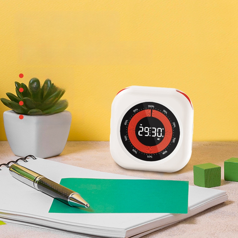 Визуален таймер за учене на ученици, таймер за самодисциплина, кръгъл корпус (електронно движение, LCD дисплей, хронограф, батерийно захранване)