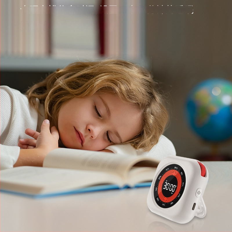 Визуален таймер за учене на ученици, таймер за самодисциплина, кръгъл корпус (електронно движение, LCD дисплей, хронограф, батерийно захранване)