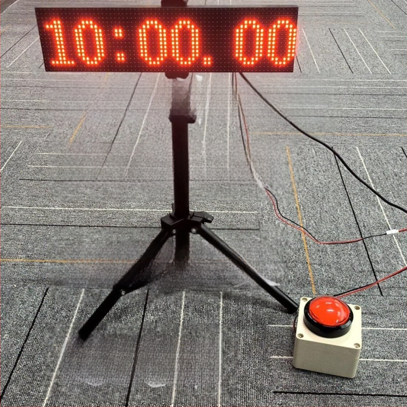 Prenosný časovač odpočítavania s tlačidlovým ovládaním a LED veľkým displejom; mechanický pohon; ABS puzdro; kruhový dizajn