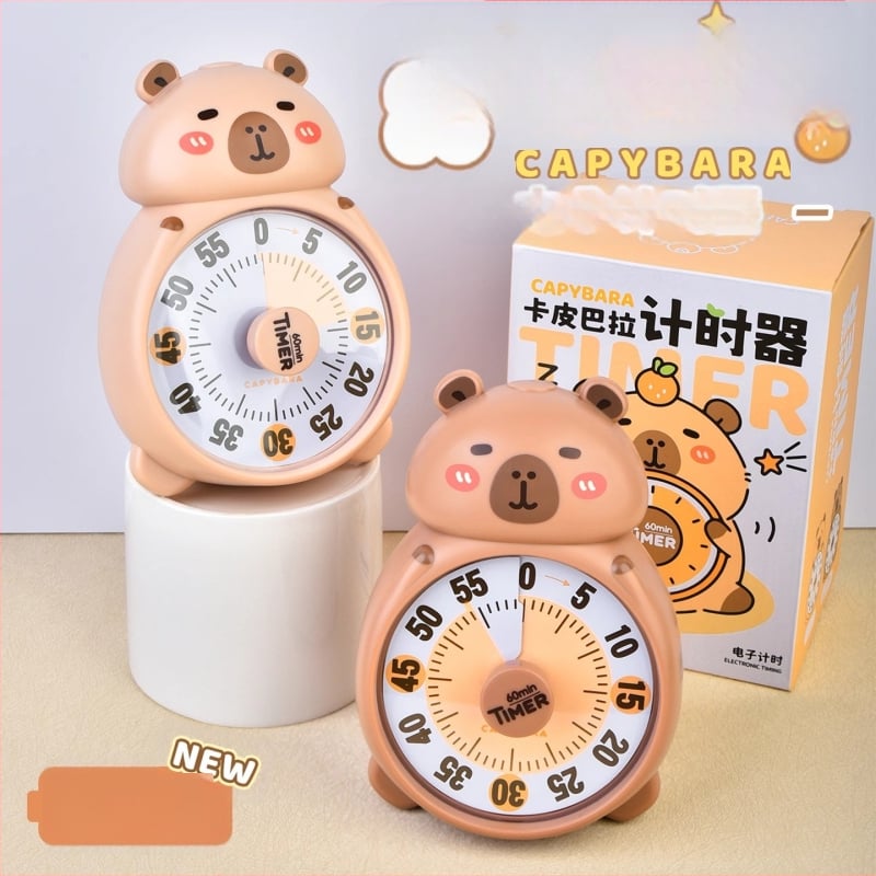 Капибала таймер за ученици – кухненски и учебен таймер с хронограф, батерийно захранване, овален пластмасов корпус
