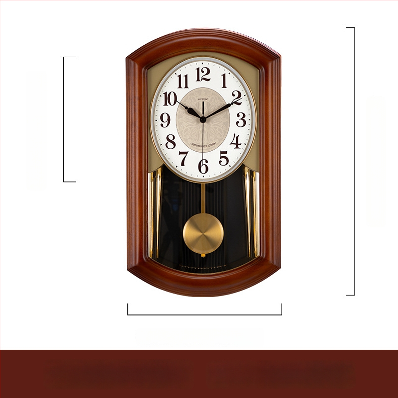 Стенно часовник JZB-GT9515-1, дървен корпус, метален циферблат, батерийно захранване, движение с плавен ход