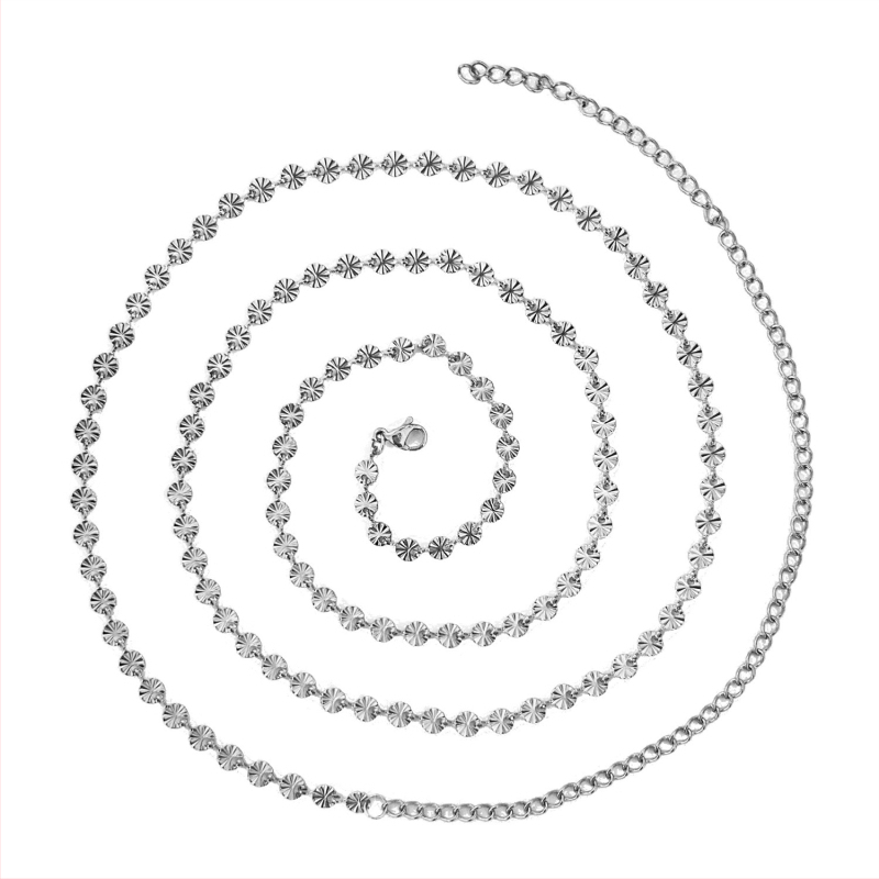 Стилен колан за талия от неръждаема стомана, с дизайн на двойни кръгове, дължина 60–80 см, ширина 0,4 см, ежедневен летен аксесоар.