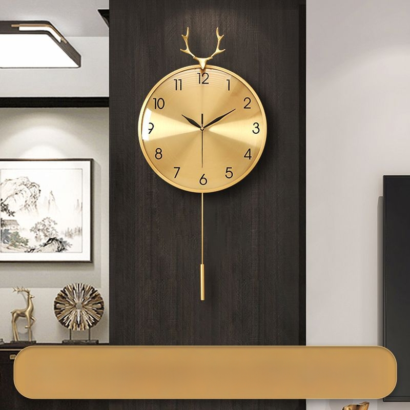 Стилен стенен часовник за дневна, прост и модерен стил, едностранен дисплей, метален корпус, метален циферблат