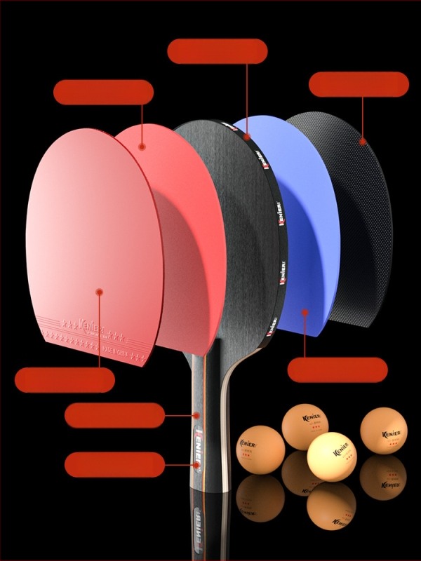Knier Sada rakiet na stolný tenis pre deti a dospelých – profesionálna úroveň, horizontálna raketa, guma s lepidlom, dlhá rúčka, poplar doska