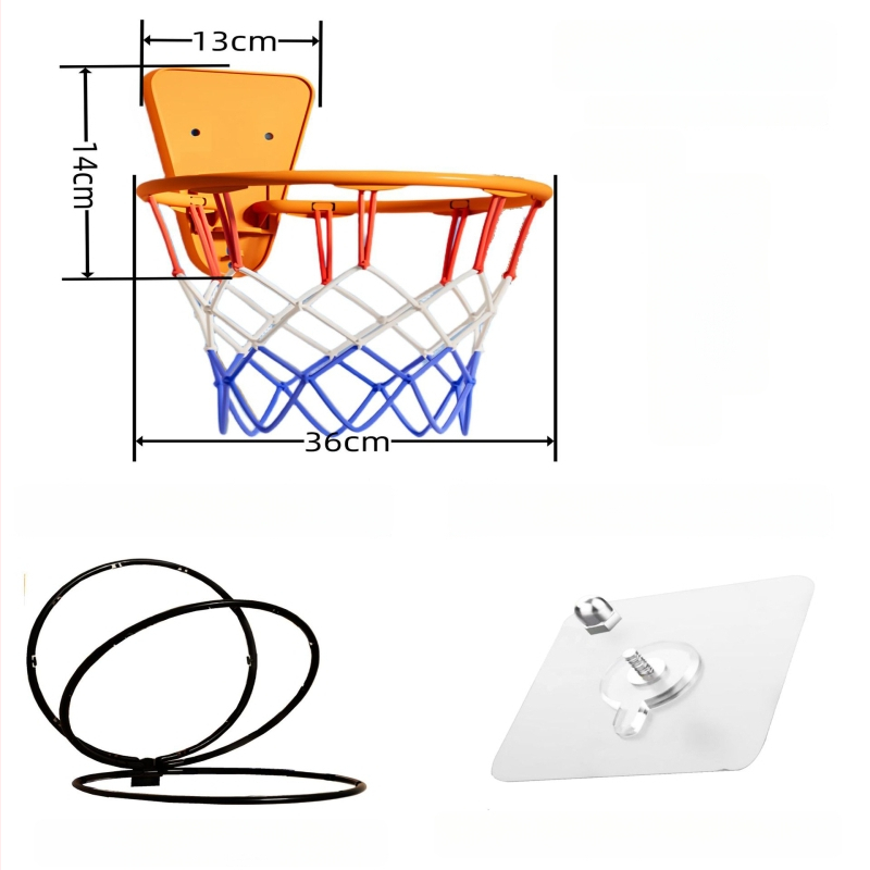 Detský vnútorný nástenný basketbalový kôš, nastaviteľný, PVC, 300 g, bez vŕtania, tichý chod.