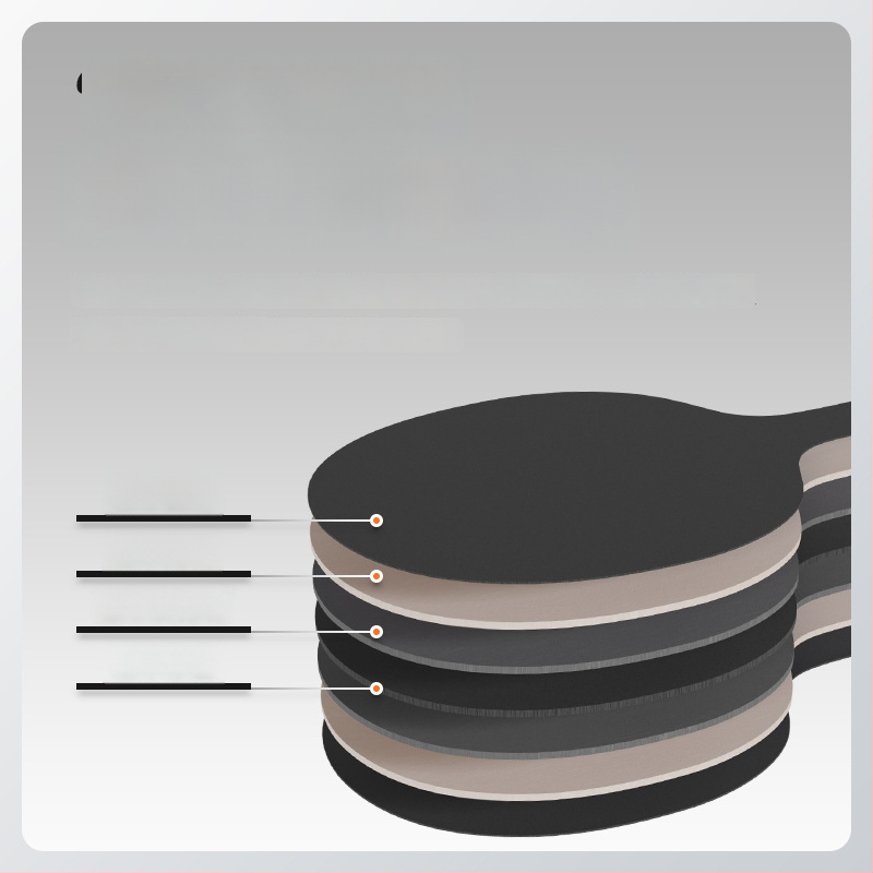 Set stolného tenisu so dve rakety a tri loptičky, tvrdé kožené vrecko, sedemvrstvové masívne drevené čepele, vodorovný úchop