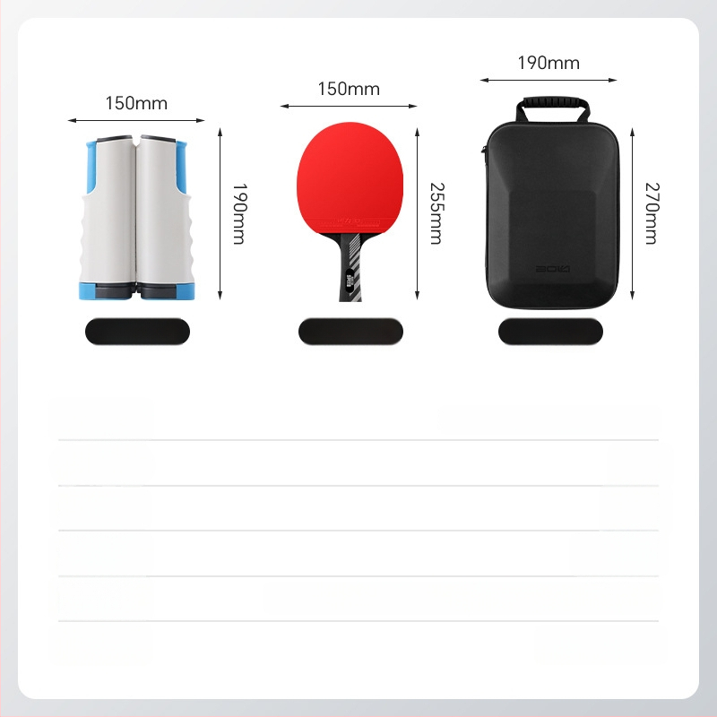 Set stolného tenisu so dve rakety a tri loptičky, tvrdé kožené vrecko, sedemvrstvové masívne drevené čepele, vodorovný úchop