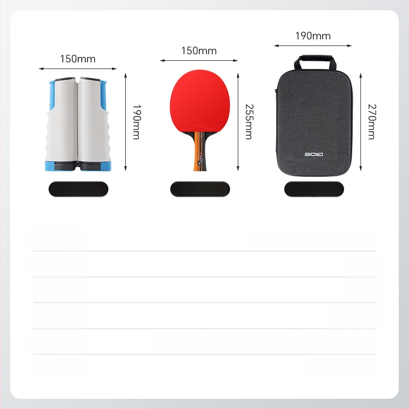 Sada pingpongových rakiet Boli T09 – dve rakety, tri loptičky s rámom na sieť, sedemvrstvové masívne drevo čepele, dvojstranná guma proti lepeniu