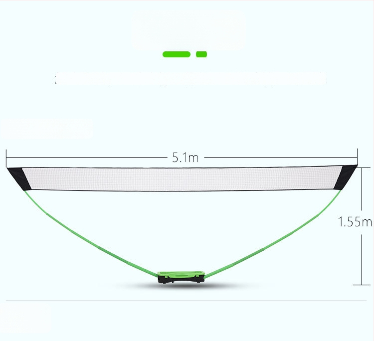 Prenosný stojan na sieť na badminton z PVC, s jednou štandardnou sieťou a dvojitými stĺpmi na tréning, ľahký; balenie 700x300x140 mm; vhodný pre badminton, tenis a ďalšie hry s loptou.