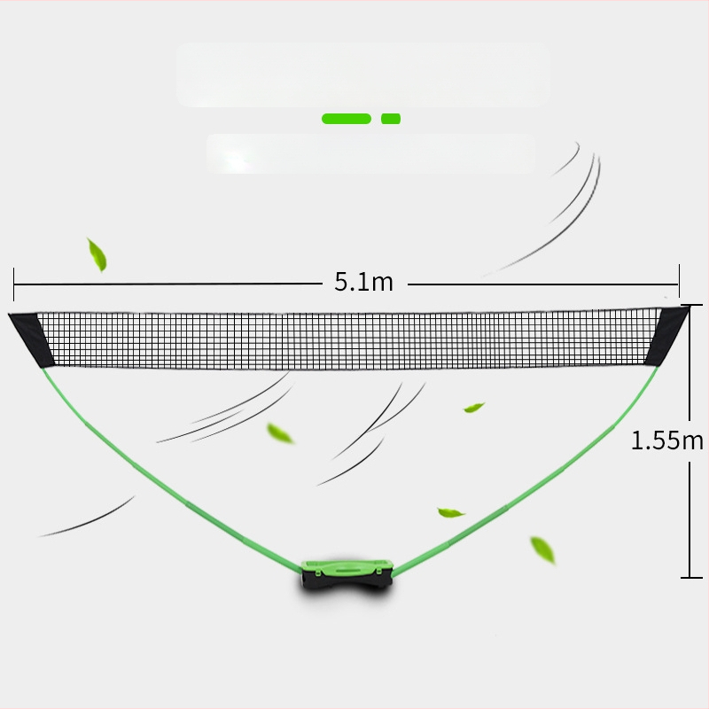 Prenosný stojan na sieť na badminton z PVC, s jednou štandardnou sieťou a dvojitými stĺpmi na tréning, ľahký; balenie 700x300x140 mm; vhodný pre badminton, tenis a ďalšie hry s loptou.