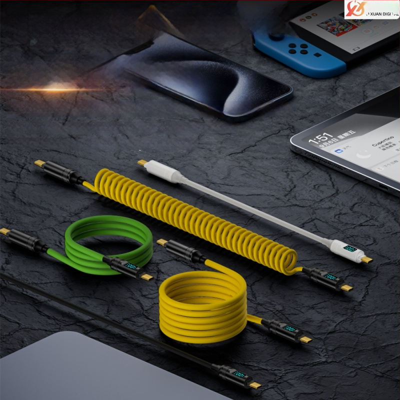 USB-C към USB-C кабел с цифров дисплей, 100W PD, 8K проекция, тегло 50 г