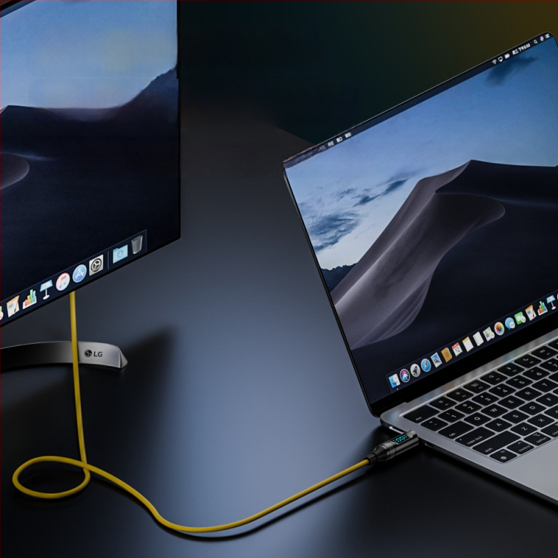 USB-C към USB-C кабел с цифров дисплей, 100W PD, 8K проекция, тегло 50 г