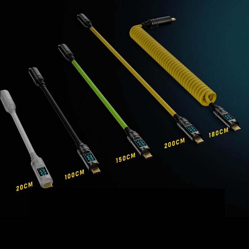 USB-C към USB-C кабел с цифров дисплей, 100W PD, 8K проекция, тегло 50 г