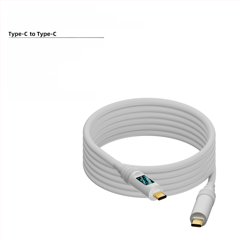 USB-C към USB-C кабел с цифров дисплей, 100W PD, 8K проекция, тегло 50 г