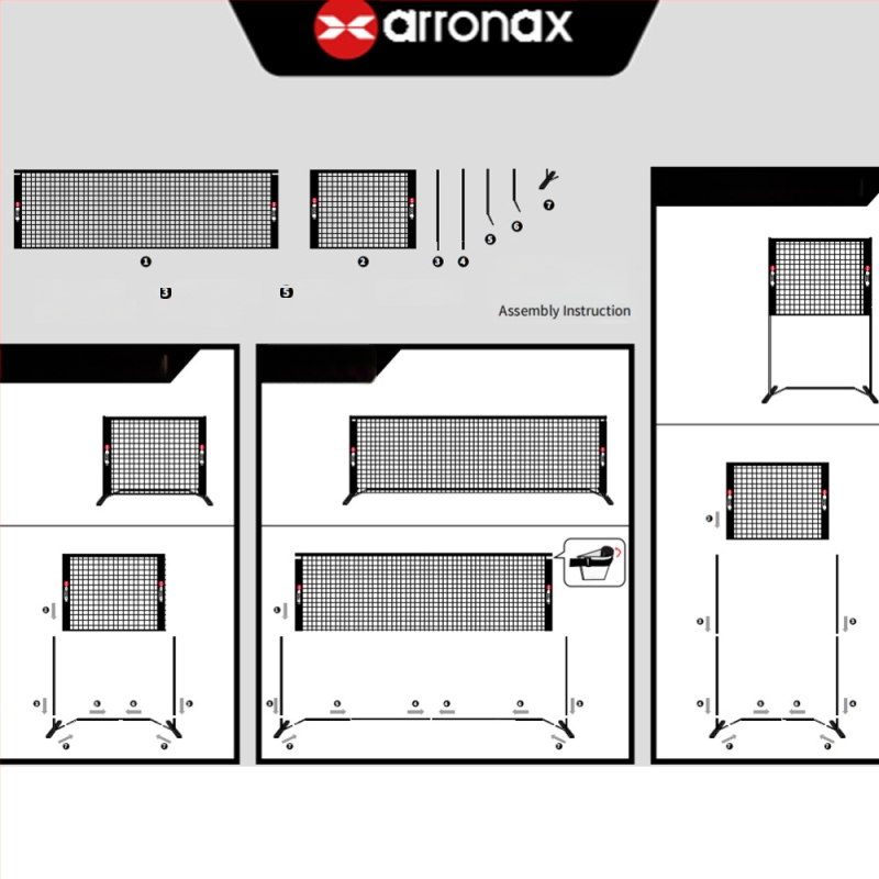 Arronax Prenosná sieť na pickleball s nastaviteľnou dĺžkou a výškou, vhodná do interiéru aj exteriéru, z železa