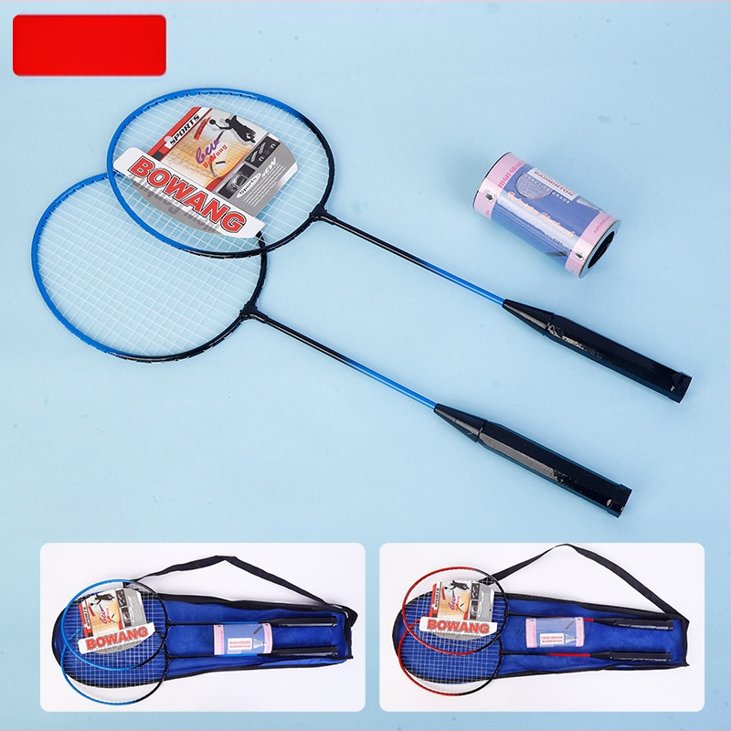 Set badmintonových rakiet, dvojitý set, rám zo železného zliatiny, hmotnosť 95–100 g, typ rakety: priamy úder, s letkou