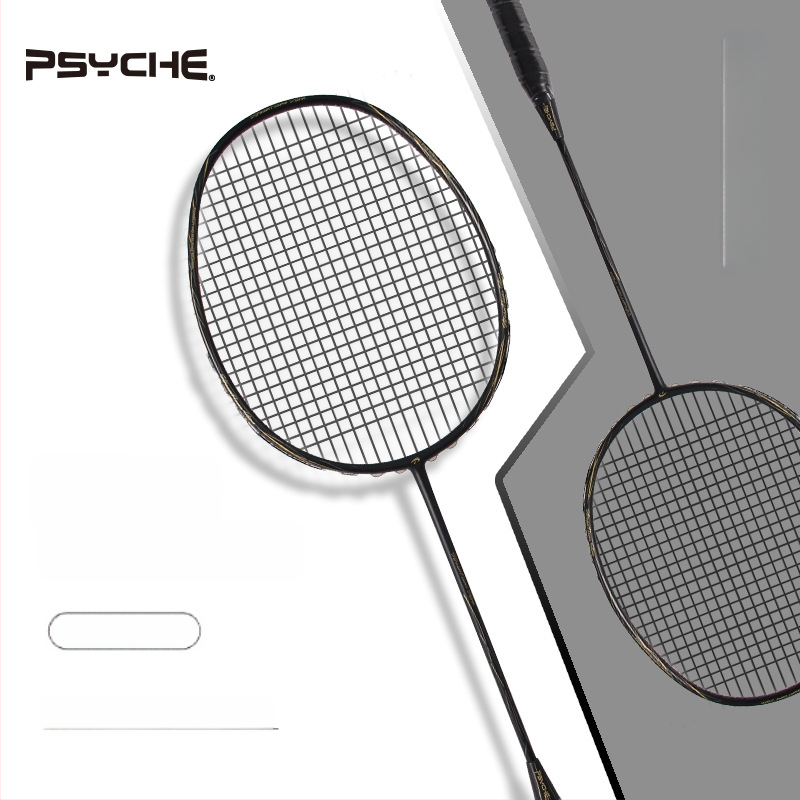 Bedmintonová raketa s rámom z karbónových vlákien, hmotnosť 85–89 g, úchyt G4, priamy úder, tuhosť tyče stredná