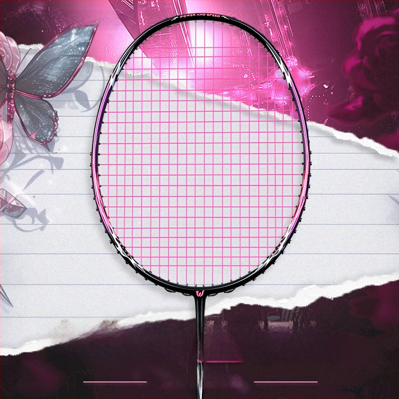 Badmintonová raketa Witess witness 812 séria s rámom z karbónových vlákien, hmotnosť 80–84 g, priamy úder, stredná tvrdosť