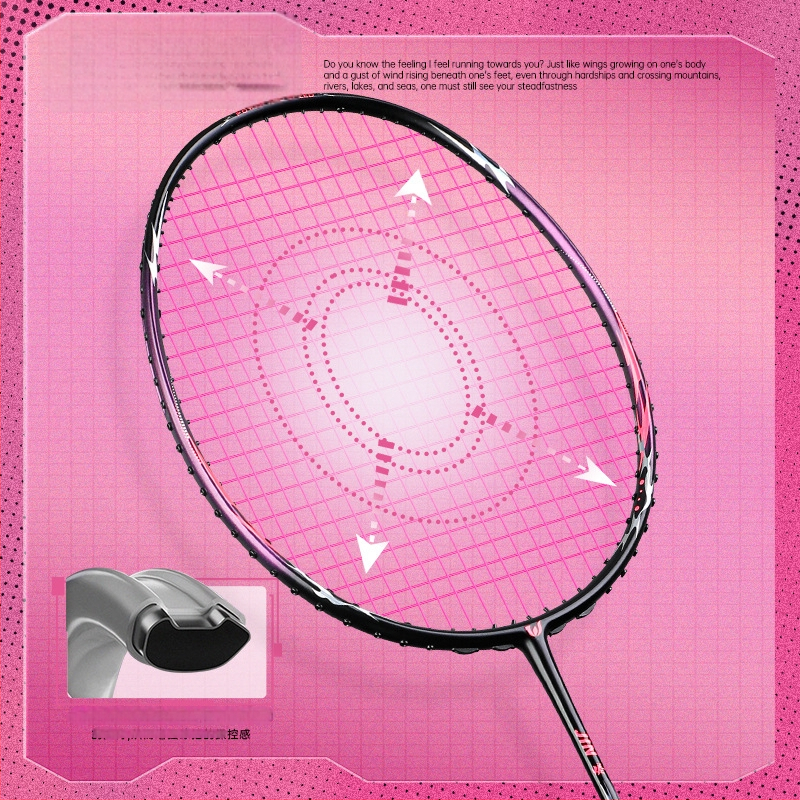 Badmintonová raketa Witess witness 812 séria s rámom z karbónových vlákien, hmotnosť 80–84 g, priamy úder, stredná tvrdosť