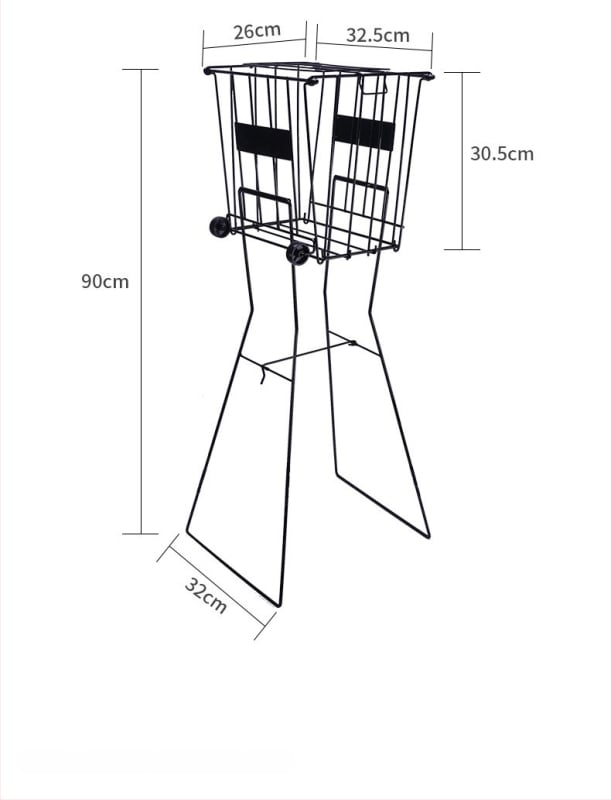 Prenosný kolieskový kôš na tenisové loptičky, skladací, železná konštrukcia, vhodný pre tenis aj badminton
