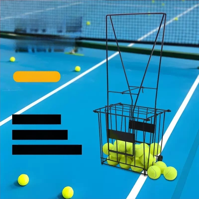 Prenosný kolieskový kôš na tenisové loptičky, skladací, železná konštrukcia, vhodný pre tenis aj badminton