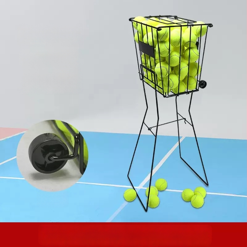 Prenosný kolieskový kôš na tenisové loptičky, skladací, železná konštrukcia, vhodný pre tenis aj badminton