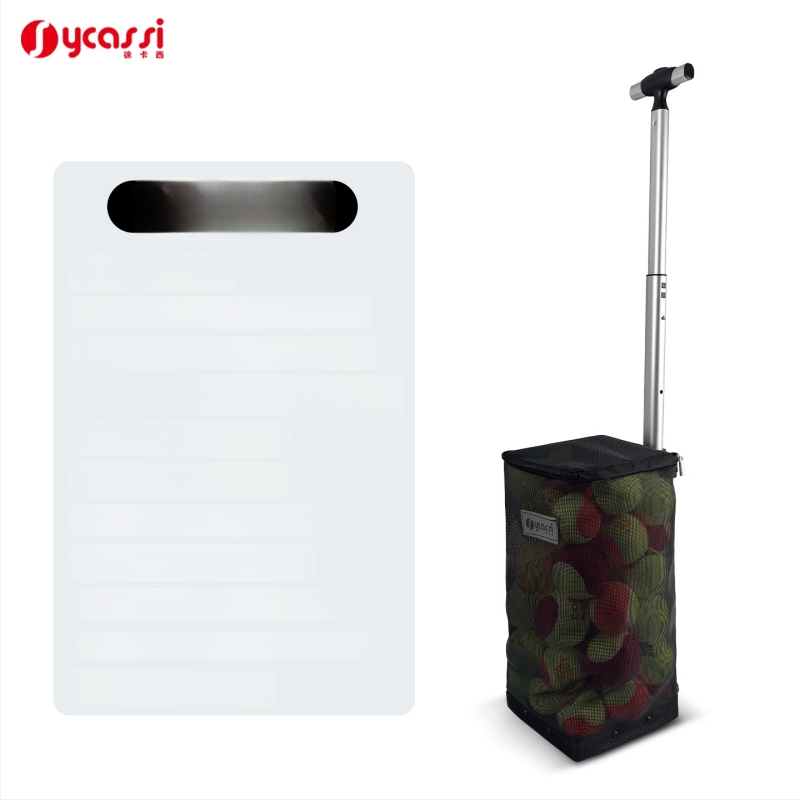 Zbierač loptičiek pre pickleball a tenis s veľkou kapacitou, spodným tlačným dizajnom a úložnou taškou