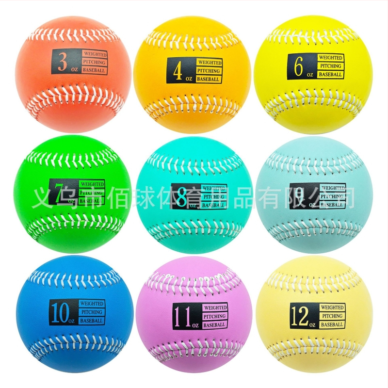 Vážená tréningová lopta na baseball, hmotnosť 3 oz–12 oz, umelá koža, jadro z vlákna vlny korku, logo na želanie, spracovanie na zákazku