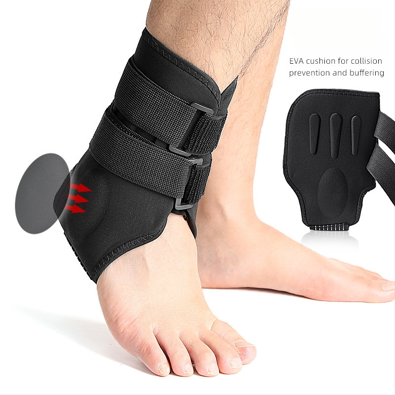 Sporto čiurnos įtvaras su EVA sustiprinta konstrukcija, Lycra audinys, elastinis dirželis, plastikinė sagtis ir Velcro – smūgiams atsparus, palaikantis, elastinis suspaudimas suaugusiems, tinkamas futbolui, krepšiniui ir tinkliniui.