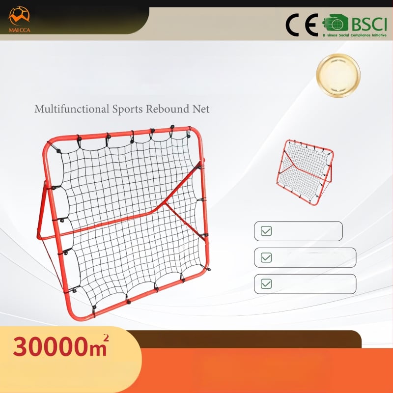 Футболна мрежа за тренировка с възвръщане – вътрешна/външна употреба; Материал: железни тръби и полиестерна мрежа; Персонализация: Да; Марка: MAICCA; Категория: обучително помагало; Подходящи спортове: футбол