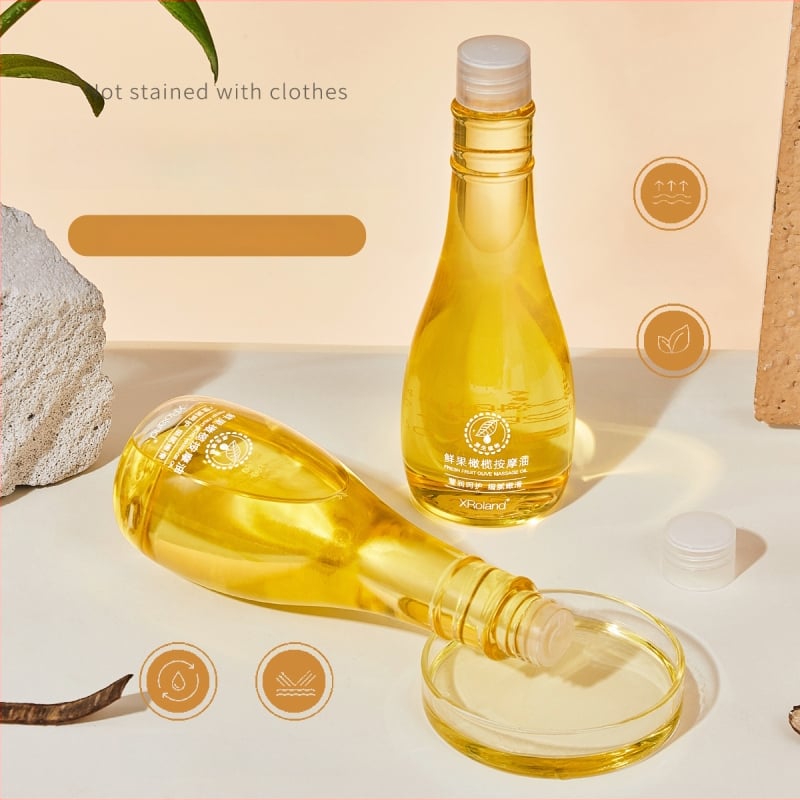 Xuan Luo Lan Masāžas eļļa no svaigiem augļiem un olīveļļas – ķermeņa masāžai, mitrinoša, viegli uzsūcoša, 150 ml