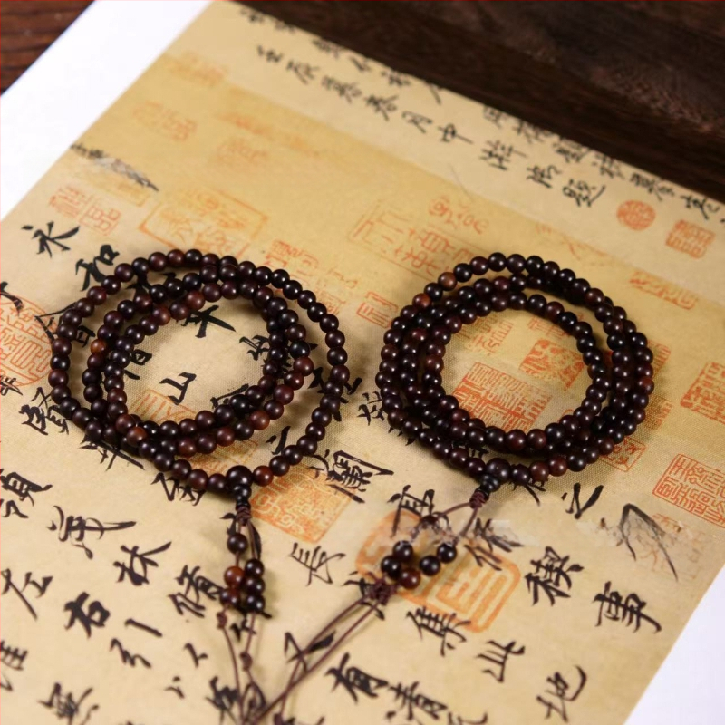 Гривна с будистки мъниста от дърво jujube, 108 мъниста, китайски стил, полупрофесионален занаят