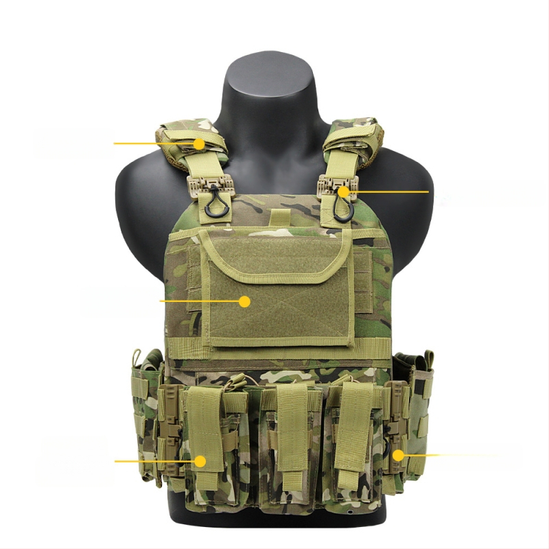 Тактическа жилетка с бързо освобождаване, мултифункционална открита екипировка, камуфлажен модел, плат 600D, износоустойчива и ветроустойчива