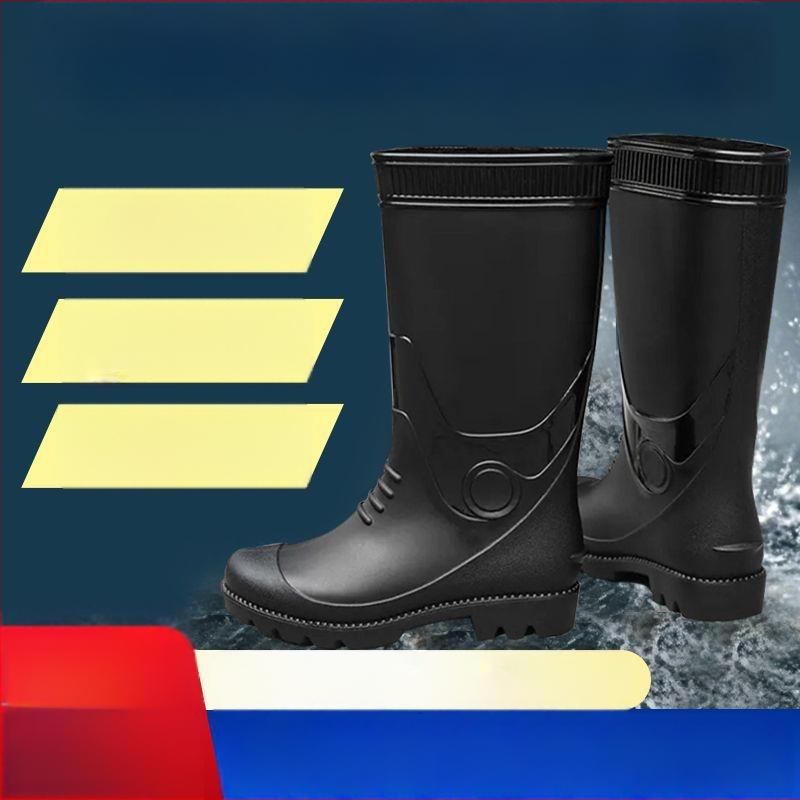 Vīriešu augstās lietus kurpes – PVC augšdaļa, gumijas zole, ūdensnecaurlaidīgas, pretslīdošas