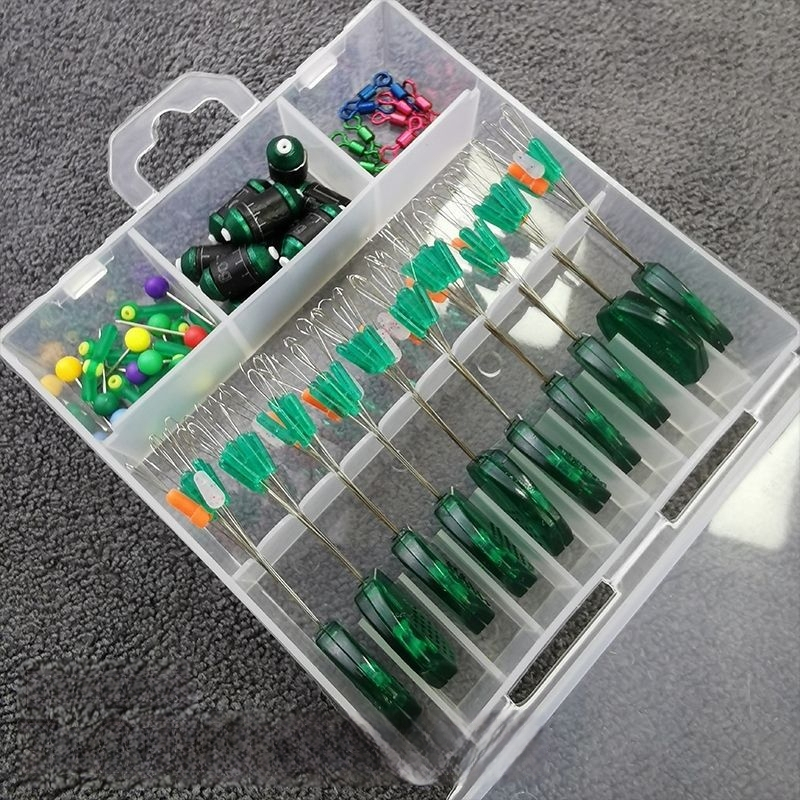 Pilnas žvejybos įrangos komplektas: 7+2 Space Bean, dviejų branduolių plūdės sėdynė, spalvotas figūrų-8 žiedas, didelė galvutė smeigtukas