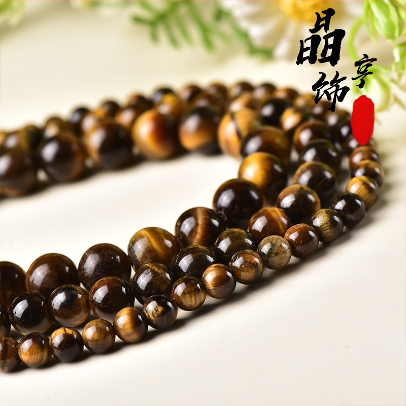 Разхлабени мъниста от тигрово око, кръгли, рязане и шлайфане, произход Lianyungang